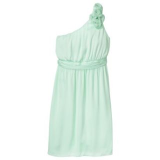 TEVOLIO Womens Plus Size Satin One Shoulder Rosette Dress   Cool Mint   24W
