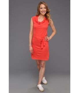 Lacoste Cap Sleeve Linen Slubby Belted T Shirt Dress Womens Dress (Orange)