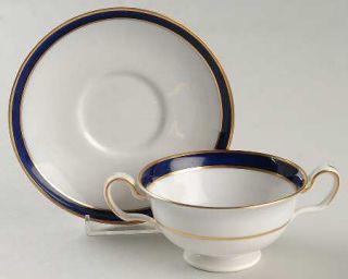 Spode Consul Cobalt Footed Bouillon Cup & Saucer, Fine China Dinnerware   Regime