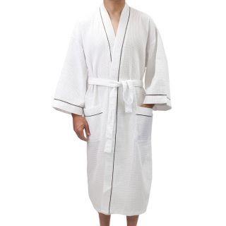 Leisureland Mens White Waffle Weave Spa Bath Robe
