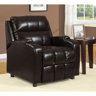 Hoffman Chestnut Bonded Leather Recliner (ChestnutMaterials 100 percent bonded leather Great for theater seatingPush back to reclineHardwood and plywood frameElastic web back and spring seat constructionResin legsConvenient drink holders on armsDimension