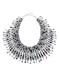 ABS by Allen Schwartz Jewelry Faceted Bead Bib Necklace   Silver 