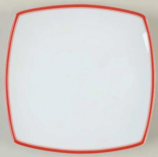 Studio Nova Accent Red Salad Plate, Fine China Dinnerware   Red Trim/Band, Multi