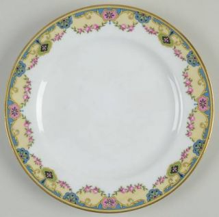 Charles Ahrenfeldt Ahr9 Salad Plate, Fine China Dinnerware   Yellow/Blue Border