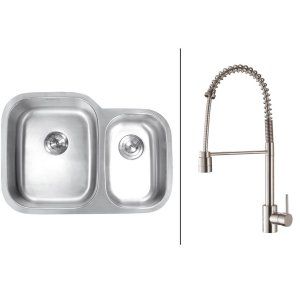 Ruvati RVC2507 Combo Stainless Steel Kitchen Sink and Stainless Steel Set