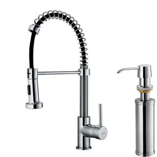 Vigo Chrome Pullout Spray Single handle Kitchen Faucet With Soap Dispenser