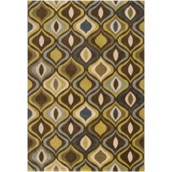 Meticulously Woven Contemporary Brown/green Medallion Ferndown Abstract Rug (710 X 10)
