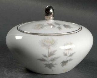 Mikasa Diane Sugar Bowl & Lid, Fine China Dinnerware   Gray Flowers & Leaves