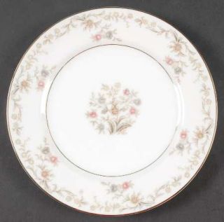 Yamaka Helena Salad Plate, Fine China Dinnerware   Pink,Gray&Yellow Flowers, Gol