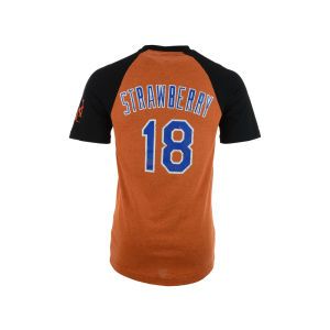 New York Mets Darryl Strawberry Majestic MLB Cooperstown Retro Show Player Raglan T Shirt