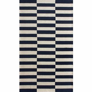 Nuloom Handmade Stripes Navy Wool Rug (76 X 96) (IvoryPattern GeometricTip We recommend the use of a non skid pad to keep the rug in place on smooth surfaces.All rug sizes are approximate. Due to the difference of monitor colors, some rug colors may var