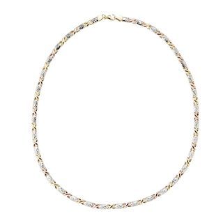 Two Tone 14K Gold XO Link Necklace, Womens