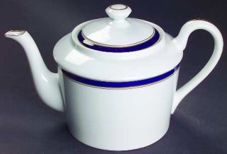 Raynaud Diplomat Blue Teapot & Lid, Fine China Dinnerware   Menton/Empire, Gold
