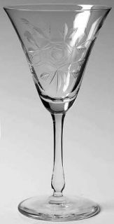 Ransgil Ransom Rose Wine Glass   Cut Rose, Plain Stem