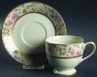Mikasa Spring Moire Footed Cup & Saucer Set, Fine China Dinnerware   Fine Ivory