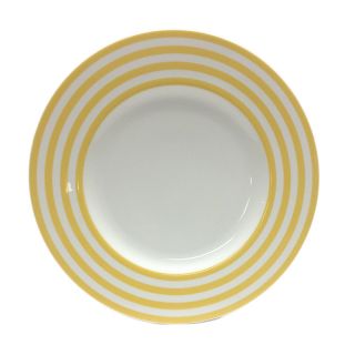 Red Vanilla Freshness Yellow Lines 11.25 inch Dinner Plates (set Of 6)