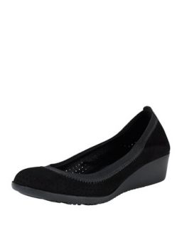 Womens Gilmore Perforated Suede Wedge, Black   Cole Haan