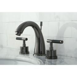 Black Nickel Widespread Bathroom Faucet With Horizontal Handles