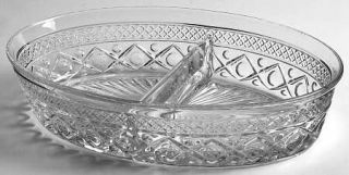 Imperial Glass Ohio Cape Cod Clear (#1602 + #160) Divided Oval Vegetable Bowl  