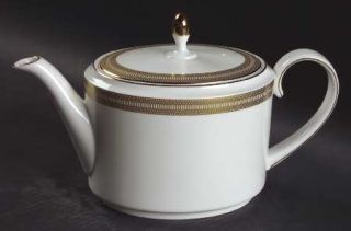Wedgwood Golden Tiara Teapot & Lid, Fine China Dinnerware   Vera Wang,Gold Geome
