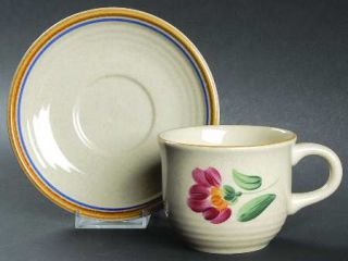International Stagebrush Flat Cup & Saucer Set, Fine China Dinnerware   Floral P
