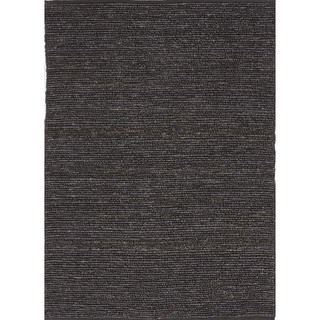 Natural Solid Hemp/ Jute Gray/ Black Woven Rug (36 X 56)