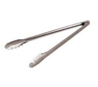 Browne Foodservice Spring Tongs, 9 1/2 in, Extra Heavy Thickness, 1.2 mm, Scalloped Edge