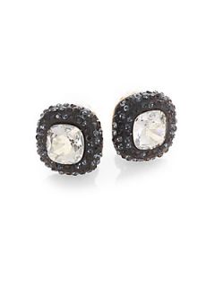 Oscar de la Renta Swarovski Crystal Stud Earrings   Black Crystal