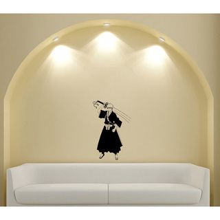 Japanese Manga Guy Kimono Weapons Vinyl Wall Art Decal (Glossy blackEasy to applyInstruction includedDimensions 25 inches wide x 35 inches long )