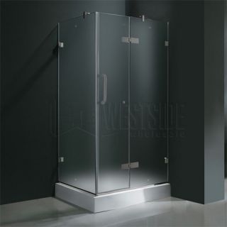 Vigo Industries VG6011BNMT32WR Shower Enclosure, 32 x 32 Frameless 3/8 w/Right Base Frosted/Brushed Nickel
