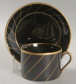 Fitz & Floyd Harlow Flat Cup & Saucer Set, Fine China Dinnerware   Black Backgro