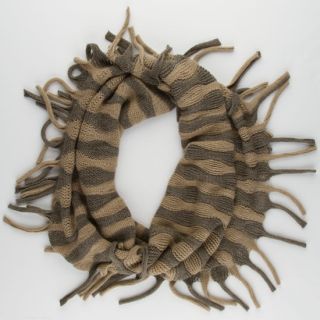 Two Tone Fringe Infinity Scarf Grey One Size For Women 233877115