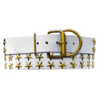 Platinum Pets White Genuine Leather Dog Collar with Stars   Gold (20 24)