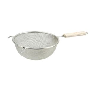 Winco 8 in Round Strainer w/ Double Tinned Mesh & Wood Handle, Fine