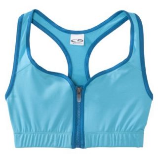 C9 by Champion Womens Zip Compression Bra With Mesh   Costume Blue XS
