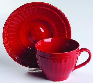  Coventry Red Flat Cup & Saucer Set, Fine China Dinnerware   Pts,All Red