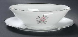 Noritake Rosales Gravy Boat with Attached Underplate, Fine China Dinnerware   Pi