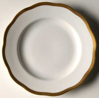 Herend Gwendolyn Salad Plate, Fine China Dinnerware   All White,Scalloped,Wide G