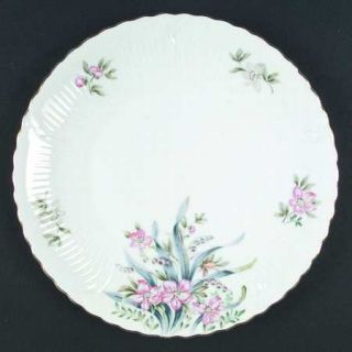 Gold China Belle Dinner Plate, Fine China Dinnerware   Pink&Gray Floral, Blue&Gr