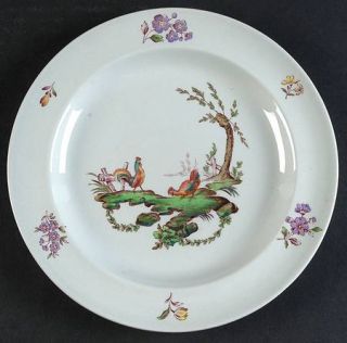 Wedgwood Mennecy Gray Salad Plate, Fine China Dinnerware   Rooster, Purple Flowe