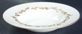 Royal Worcester Saguenay Rim Soup Bowl, Fine China Dinnerware   Gold Flowers,Lea