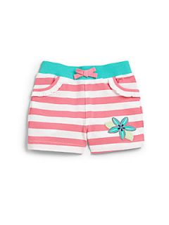 Hartstrings Infants Striped Cotton Pique Shorts   Pink Stripe