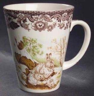 Spode Woodland Beverage Mug, Fine China Dinnerware   Brown Floral Border Animal