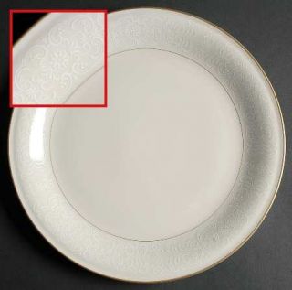 Mikasa Organza Dinner Plate, Fine China Dinnerware   Ivory China, White Scroll D