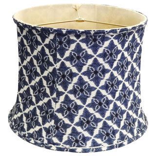 Lapis Global Linen Lamp Shade (Cream/ blue/ brownDimensions 16 inch diameter x 12 inches high  )