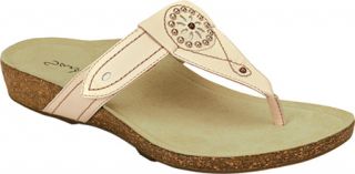 Womens Aetrex Emily Cork Adjustable Thong   Cream Tumbled Leather Casual Shoes