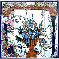 Floral Arcades Mosaic 16 tile Wall Mural