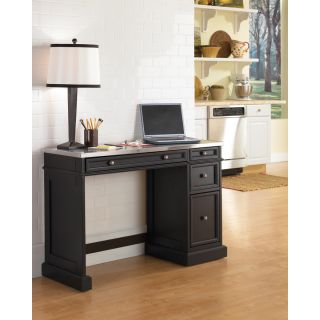 Traditions Stainless Steel Utility Cart (BlackMaterials Hardwood solid wood/ engineered wood/ stainless steelFinish Black base, stainless steel topGlass N/ASpecial features Drop front center drawer, two storage drawers, and a file drawerType of desk 