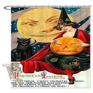  Vintage Halloween Witch Moon Cat Shower Curtain  Use code FREECART at Checkout