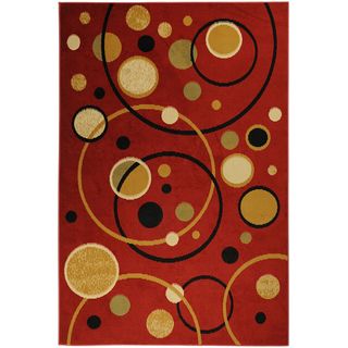 Paterson Collection Contemporary Abstract Circles Red Area Rug (82 X 910)
